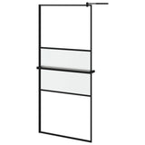 VidaXL Walk-in Duschabtrennung mit Ablage 100x195 cm ESG Glas Aluminium schwarz