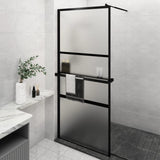 VidaXL Walk-in Duschabtrennung mit Ablage 100x195 cm ESG Glas Aluminium schwarz