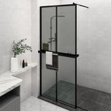 VidaXL Walk-in Duschabtrennung mit Ablage 100x195 cm ESG Glas Aluminium schwarz