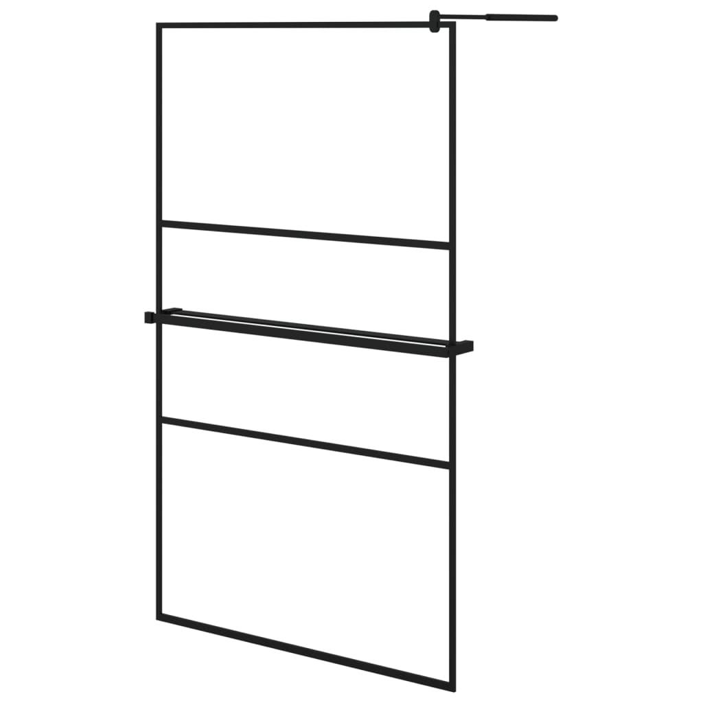 VidaXL Walk-In Duschabtrennung mit Ablage 115x195 cm ESG Glas Aluminium schwarz