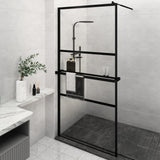 VidaXL Walk-In Duschabtrennung mit Ablage 115x195 cm ESG Glas Aluminium schwarz