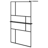 VidaXL Walk-In Duschabtrennung mit Ablage 115x195 cm ESG Glas Aluminium schwarz