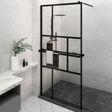 VidaXL Walk-In Duschabtrennung mit Ablage 115x195 cm ESG Glas Aluminium schwarz