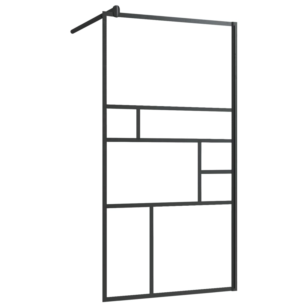 VidaXL Walk-In Duschabtrennung mit Ablage 115x195 cm ESG Glas Aluminium schwarz