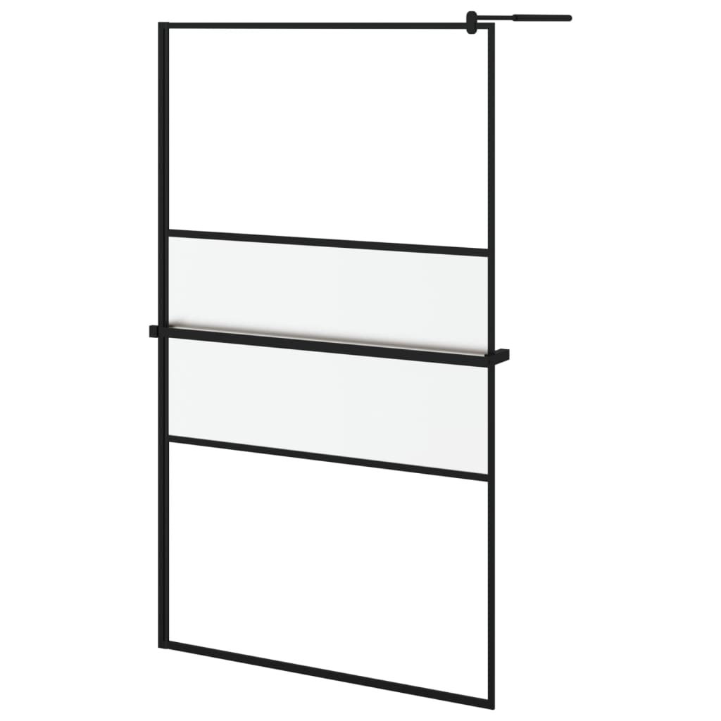 VidaXL Walk-In Duschabtrennung mit Ablage 115x195 cm ESG Glas Aluminium schwarz