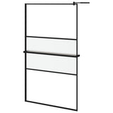 VidaXL Walk-In Duschabtrennung mit Ablage 115x195 cm ESG Glas Aluminium schwarz