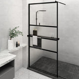 VidaXL Walk-In Duschabtrennung mit Ablage 115x195 cm ESG Glas Aluminium schwarz