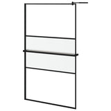VidaXL Walk-In Duschabtrennung mit Ablage 115x195 cm ESG Glas Aluminium schwarz