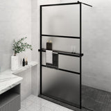 VidaXL Walk-In Duschabtrennung mit Ablage 115x195 cm ESG Glas Aluminium schwarz