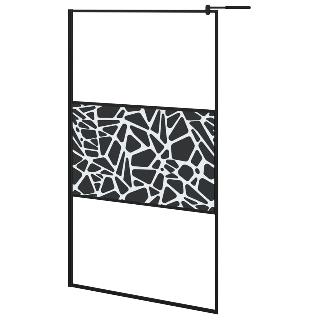 VidaXL Walk-In Duschabtrennung mit Ablage 115x195 cm ESG Glas Aluminium schwarz