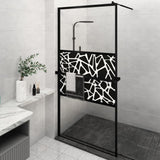 VidaXL Walk-In Duschabtrennung mit Ablage 115x195 cm ESG Glas Aluminium schwarz