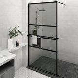 VidaXL Walk-In Duschabtrennung mit Ablage 115x195 cm ESG Glas Aluminium schwarz