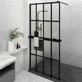 VidaXL Walk-in Duschabtrennung mit Ablage 118x190 cm ESG Glas Aluminium schwarz