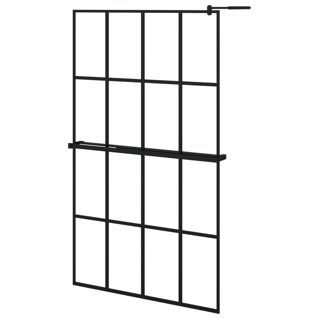 VidaXL Walk-in Duschabtrennung mit Ablage 118x190 cm ESG Glas Aluminium schwarz