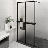 VidaXL Walk-in Duschabtrennung mit Ablage 118x190 cm ESG Glas Aluminium schwarz