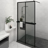 VidaXL Walk-in Duschabtrennung mit Ablage 118x190 cm ESG Glas Aluminium schwarz