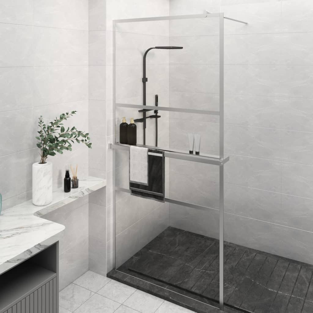 VidaXL Walk-In Duschabtrennung mit Ablage 80x195 cm ESG Glas Aluminium Chrom