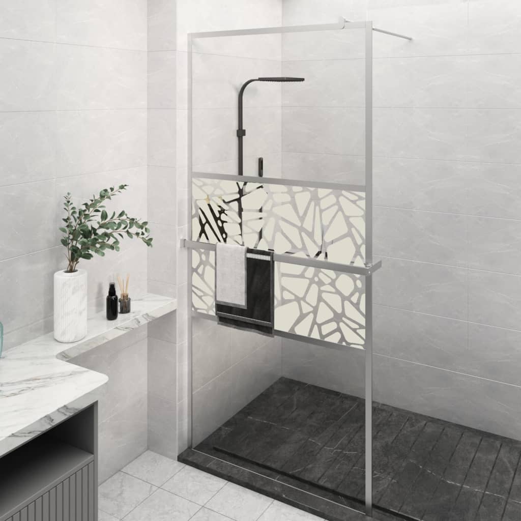 VidaXL Walk-In Duschabtrennung mit Ablage 80x195 cm ESG Glas Aluminium Chrom