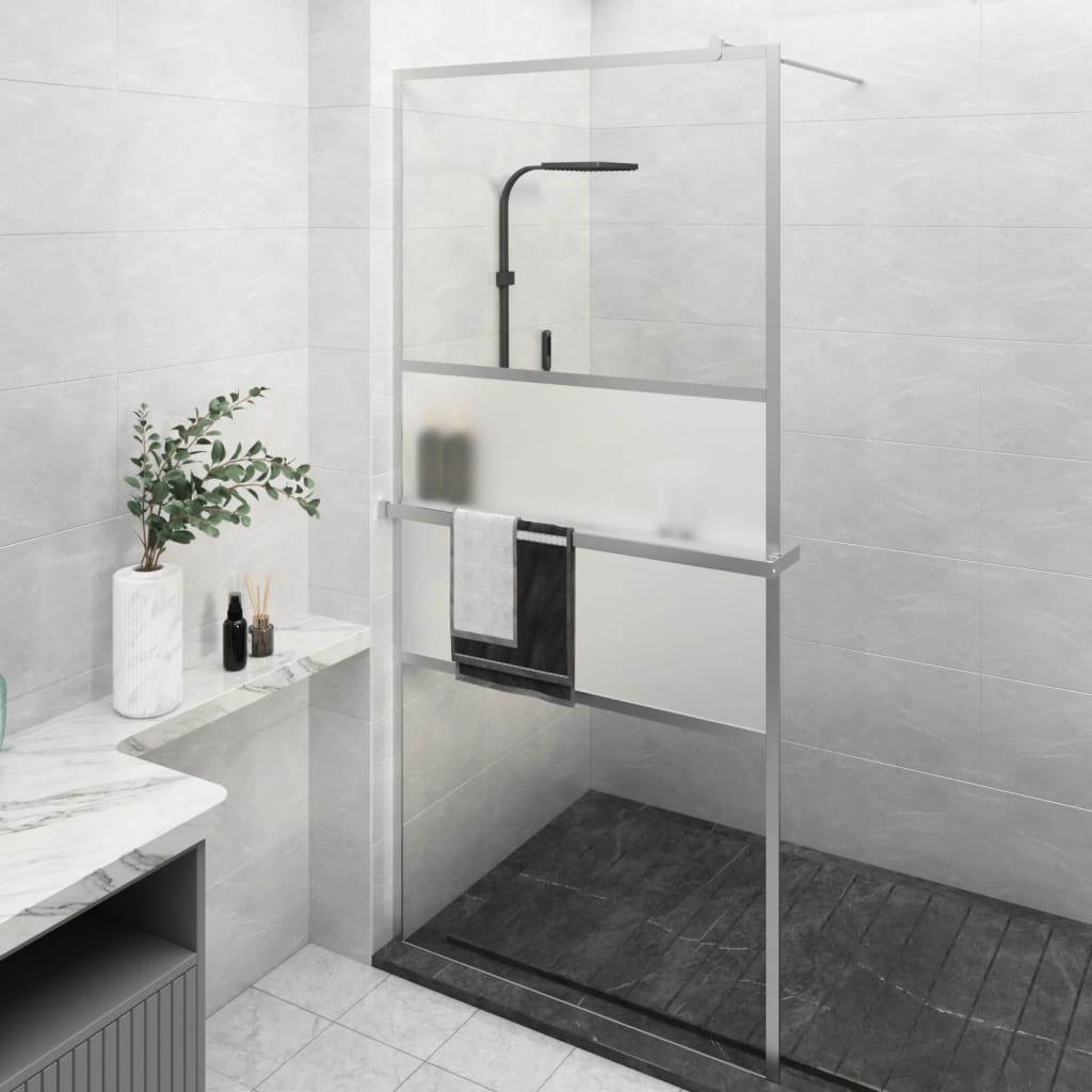 VidaXL Walk-In Duschabtrennung mit Ablage 100x195 cm ESG Glas Aluminium Chrom