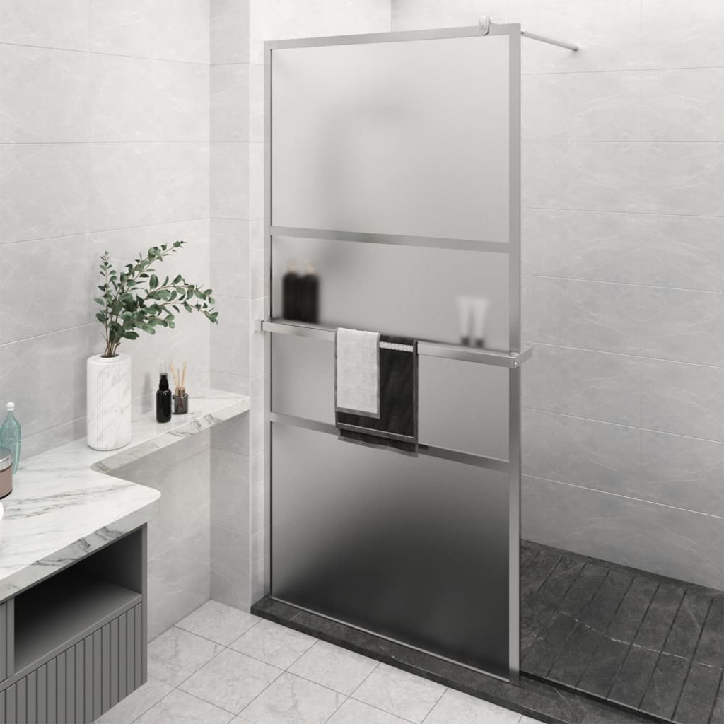 VidaXL Walk-In Duschabtrennung mit Ablage 115x195 cm ESG Glas Aluminium Chrom