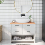 Vidaxx Waschtischplatte 100x30x2 cm, behandeltes Massivholz hellbraun
