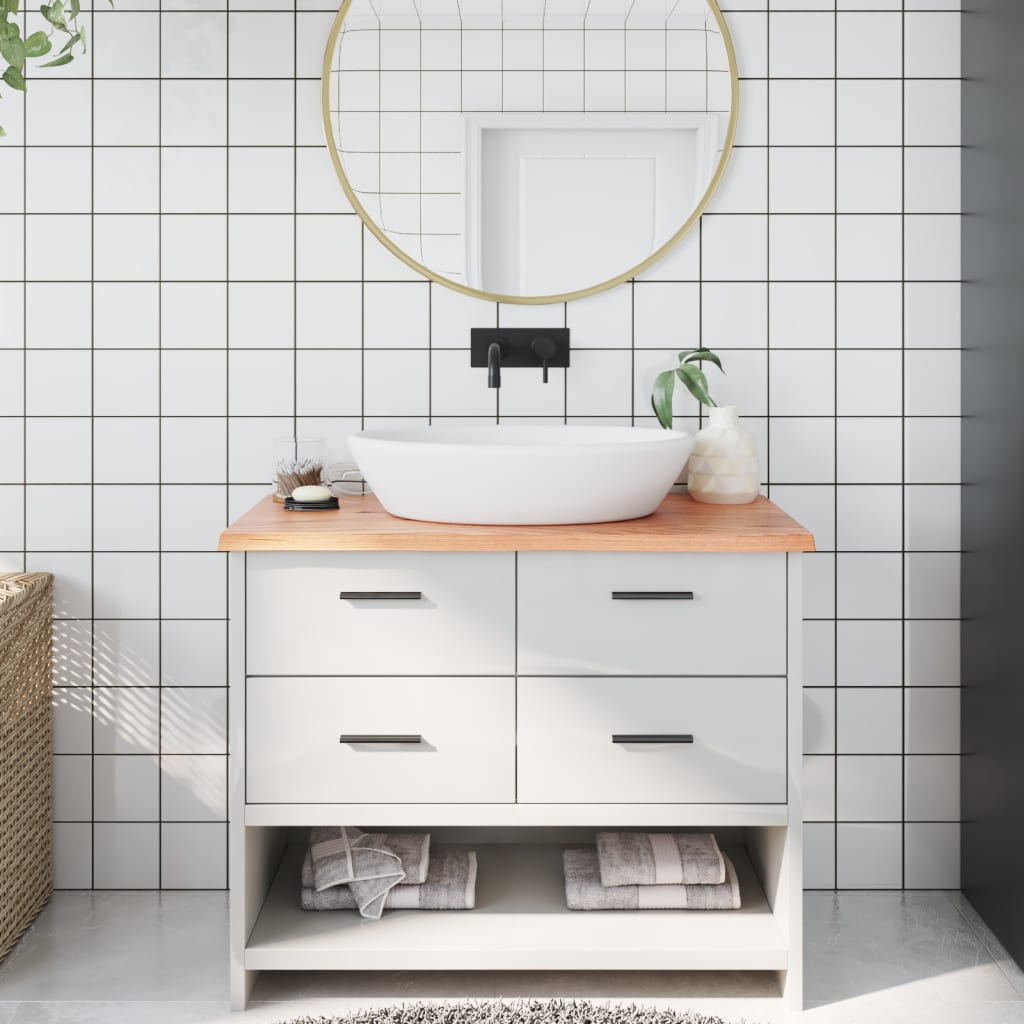 Vidaxx-Waschtischplatte 100x60x2, behandeltes Massivholz hellbraun