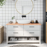 Vidaxx Waschtischplatte 140x40x (2-4) cm behandeltes Massivholz hellbraun