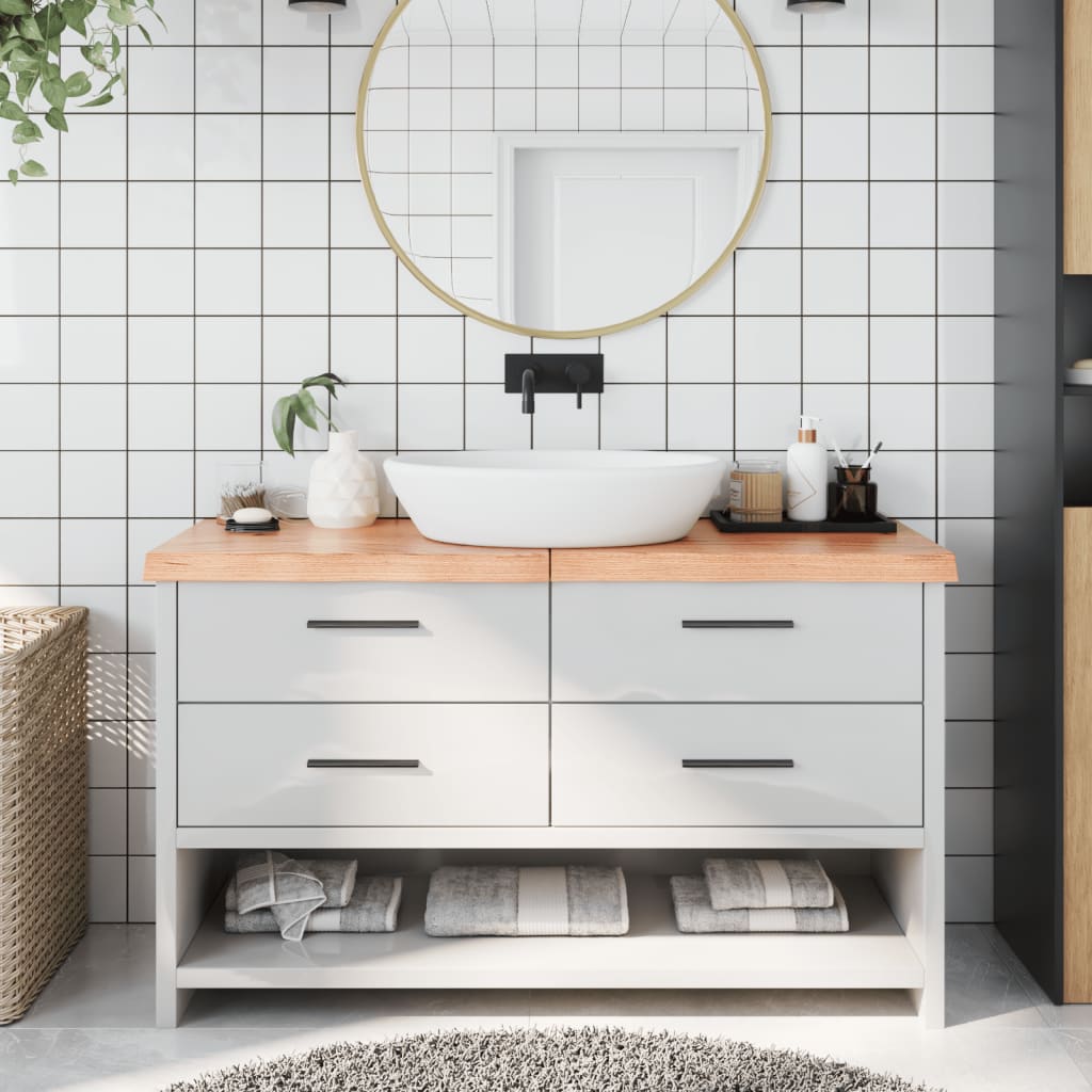 Vidaxx Waschtischplatte 140x40x (2-6) cm behandeltes Massivholz hellbraun