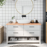 Vidaxx Waschtischplatte 140x40x (2-6) cm behandeltes Massivholz hellbraun