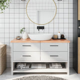 Vidaxx Waschtischplatte 140x50x (2-4) cm behandeltes Massivholz hellbraun