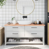 Vidaxx Waschtischplatte 160x30x (2-4) cm behandeltes Massivholz hellbraun