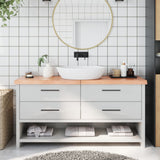 Vidaxx Waschtischplatte 160x30x (2-6) cm, behandeltes Massivholz hellbraun