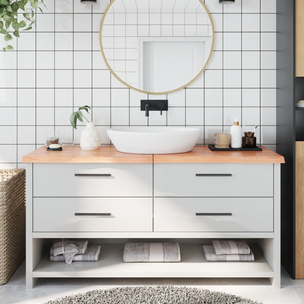 Vidaxx Waschtischplatte 160x50x (2-4) cm behandeltes Massivholz hellbraun