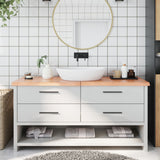 Vidaxx Waschtischplatte 160x50x (2-4) cm behandeltes Massivholz hellbraun