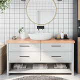 Vidaxx Waschtischplatte 160x50x (2-6) cm, behandeltes Massivholz hellbraun