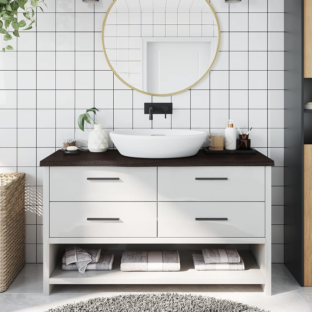 Vidaxx Waschtischplatte 100x40x (2-4) cm behandeltes Massivholz dunkelbraun