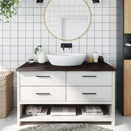 Vidaxx Waschtischplatte 100x50x (2-4) cm behandeltes Massivholz dunkelbraun