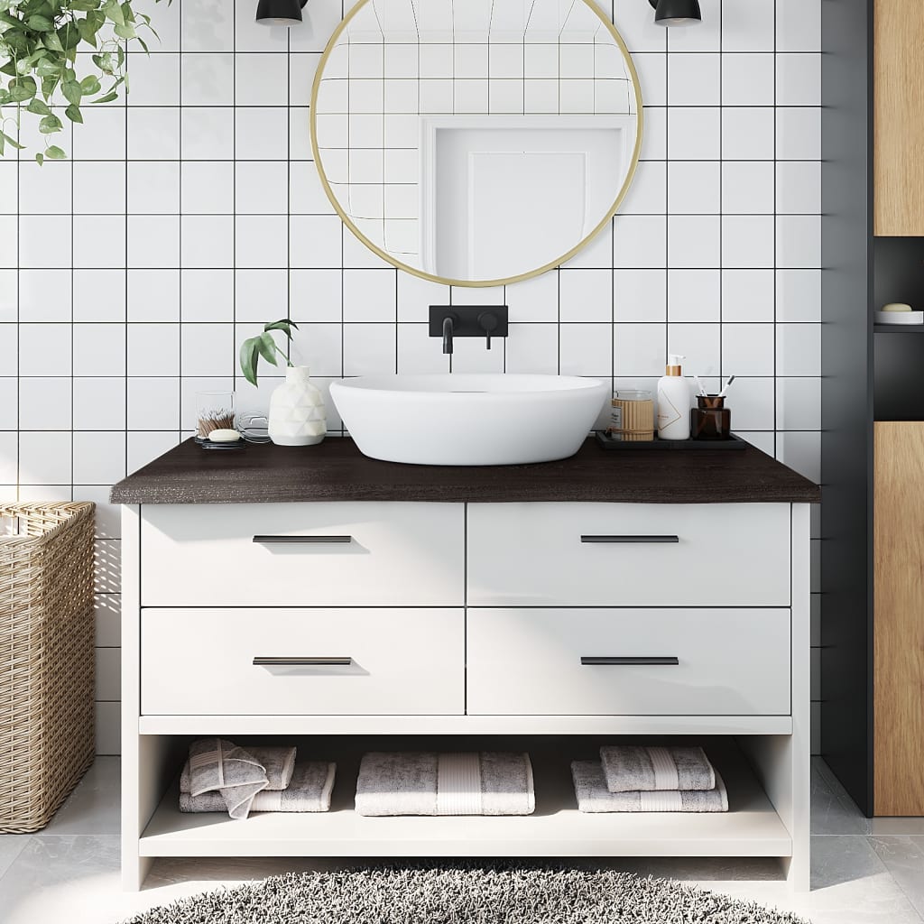 Vidaxx Waschtischplatte 100x50x (2-4) cm behandeltes Massivholz dunkelbraun