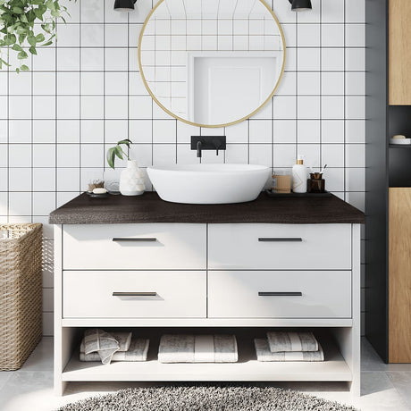 Vidaxx Waschtischplatte 100x50x (2-6) cm behandeltes Massivholz dunkelbraun
