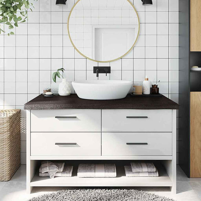 Vidaxx Waschtischplatte 100x60x (2-6) cm behandeltes Massivholz dunkelbraun