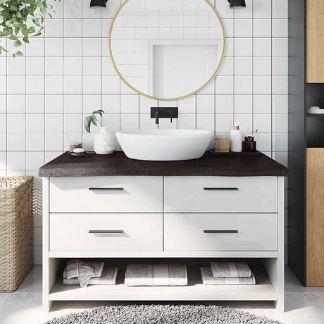 Vidaxx Waschtischplatte 100x60x (2-6) cm behandeltes Massivholz dunkelbraun