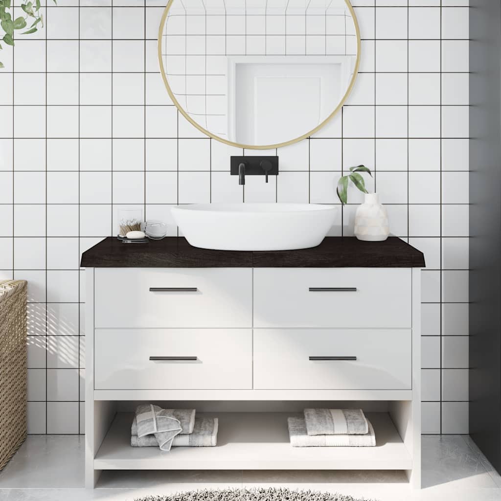 Vidaxx Waschtischplatte 120x50x (2-6) cm behandeltes Massivholz dunkelbraun