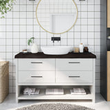 Vidaxx Waschtischplatte 140x30x (2-6) cm behandeltes Massivholz dunkelbraun