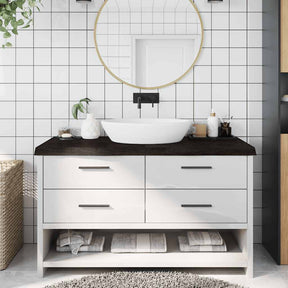 Vidaxx Waschtischplatte 140x60x (2-6) cm behandeltes Massivholz dunkelbraun