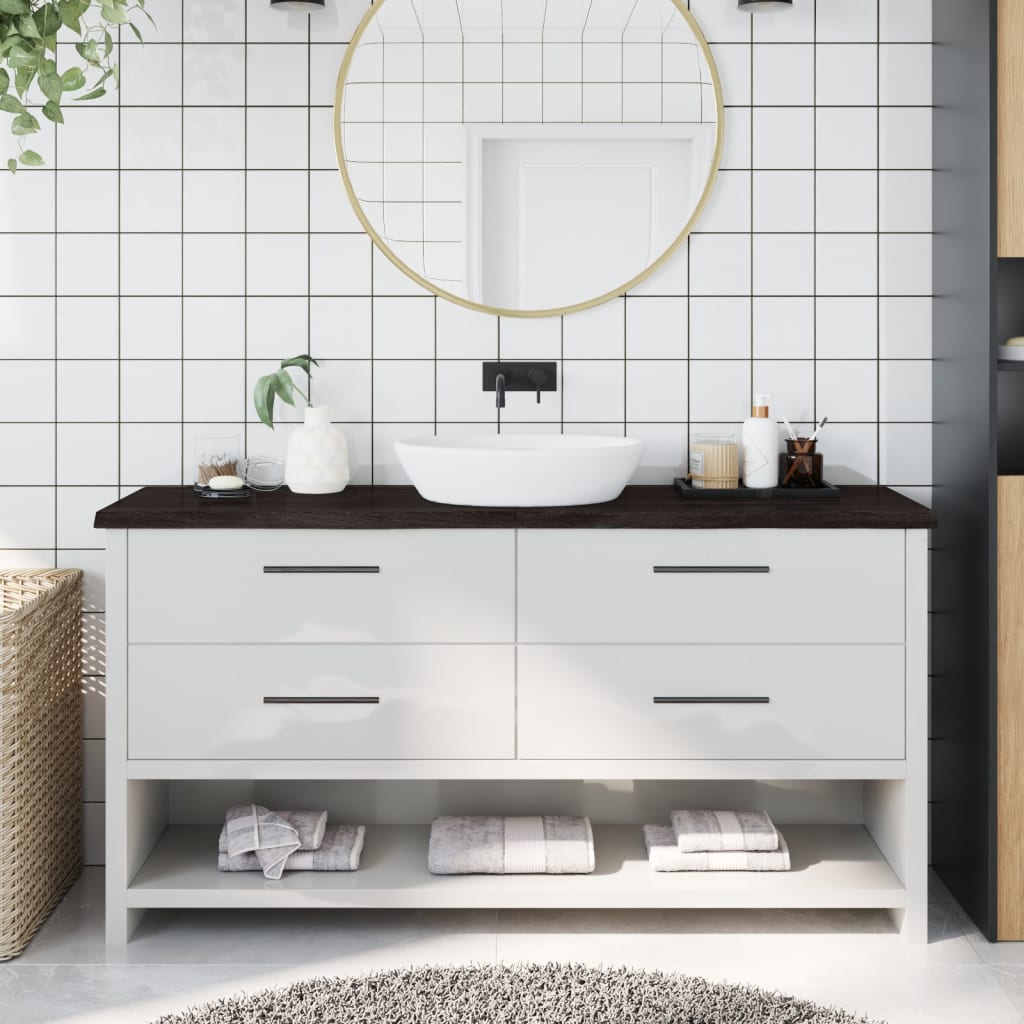 Vidaxx Waschtischplatte 160x30x (2-4) cm behandeltes Massivholz dunkelbraun