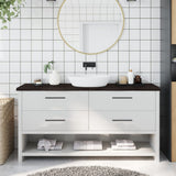 Vidaxx Waschtischplatte 160x30x (2-4) cm behandeltes Massivholz dunkelbraun