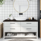 Vidaxx Waschtischplatte 160x50x (2-4) cm behandeltes Massivholz dunkelbraun