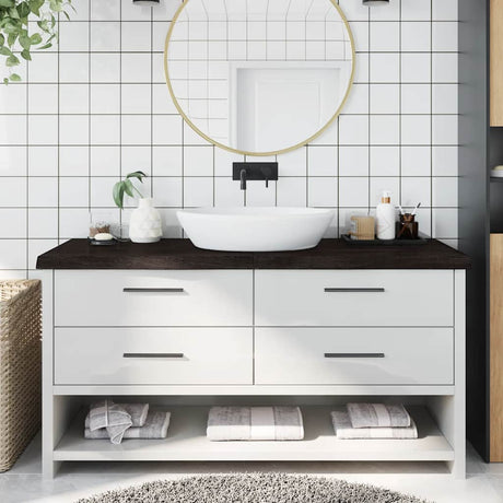 Vidaxx Waschtischplatte 160x60x (2-6) cm behandeltes Massivholz dunkelbraun