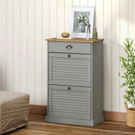 Vidaxx Schuhschrank Vigo 60x35x96 cm massives Kiefernholz grau