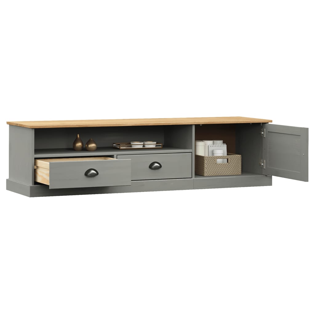 Vidaxl tv-meubel vigo 156x40x40 cm massief grenenhout grijs